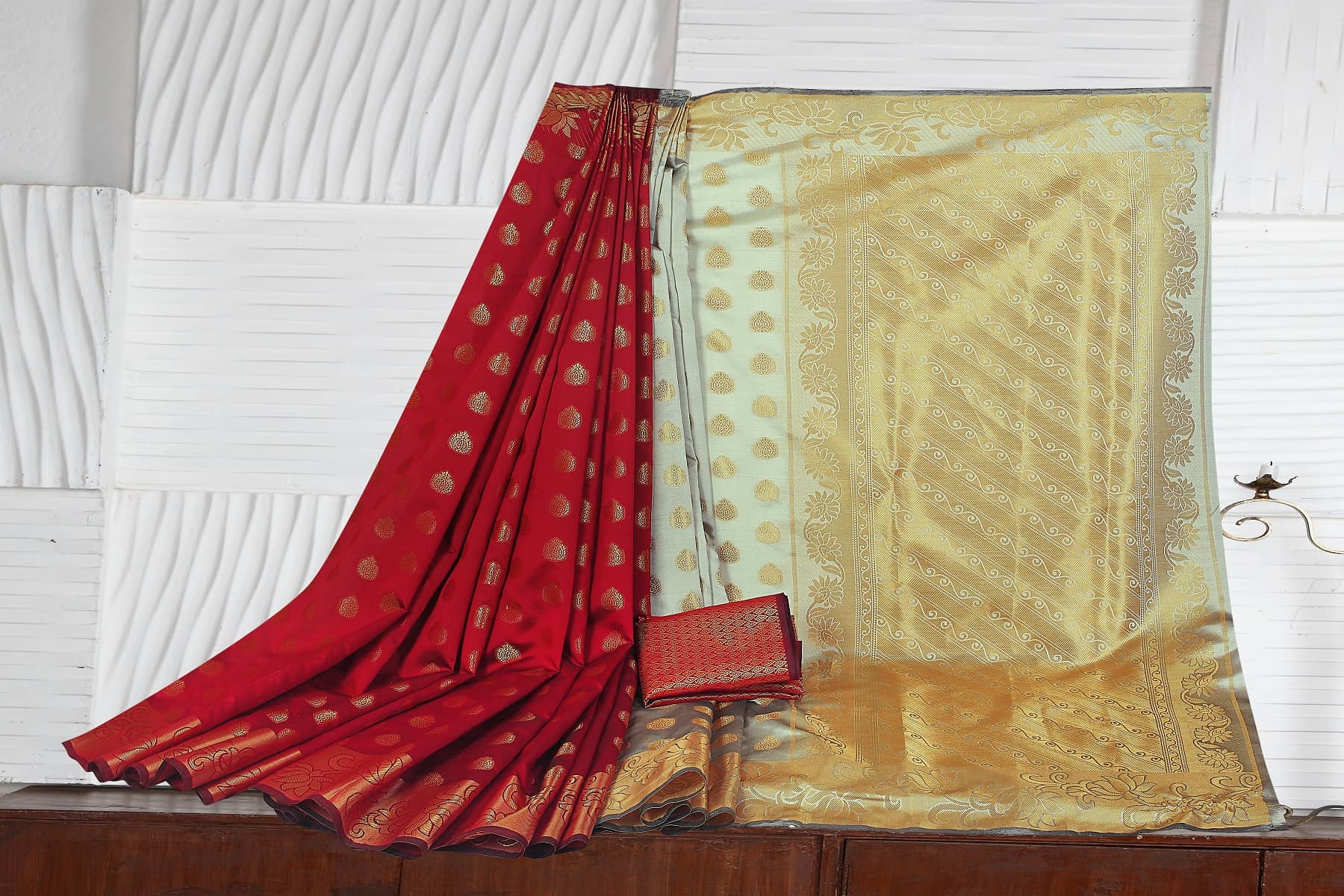 Gazal Fashions Banarasi Silk Embellished Saree With Unstitched Blouse Piece ( Cream ) - Sarees | Buy online on ZillyBuy