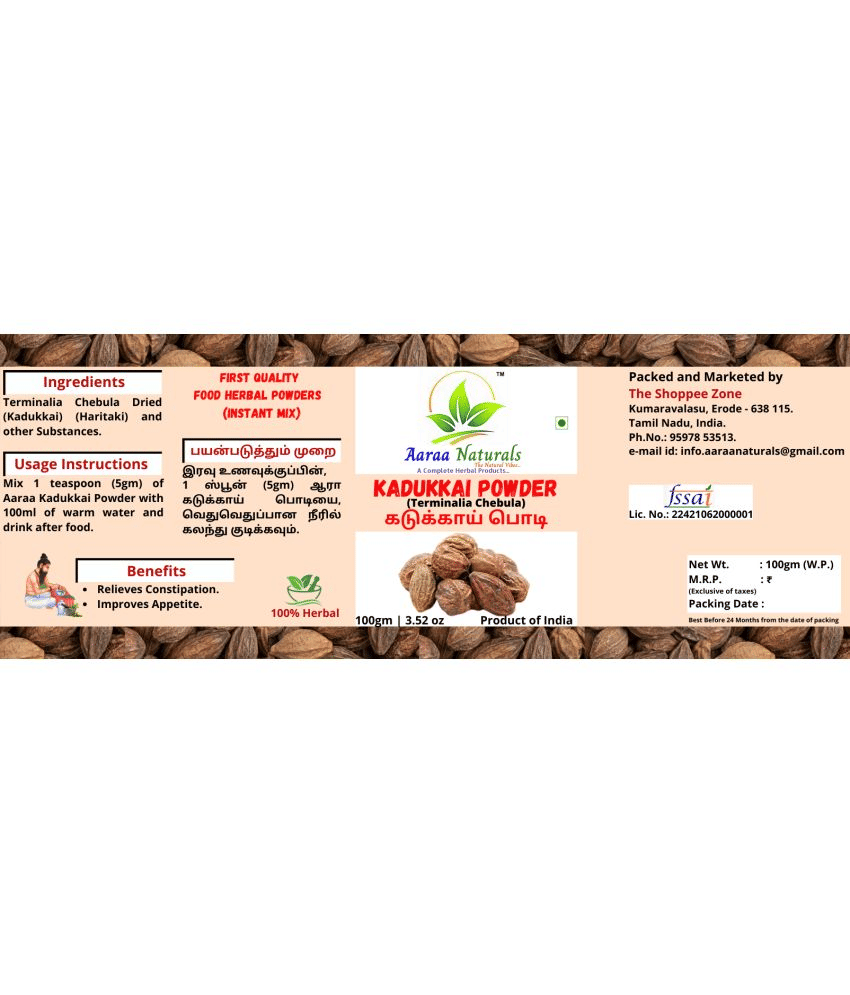 Aaraa Naturals Haritaki Powder Instant Mix 100 gm     			Aaraa Naturals Haritaki Powder Instant Mix 100 gm