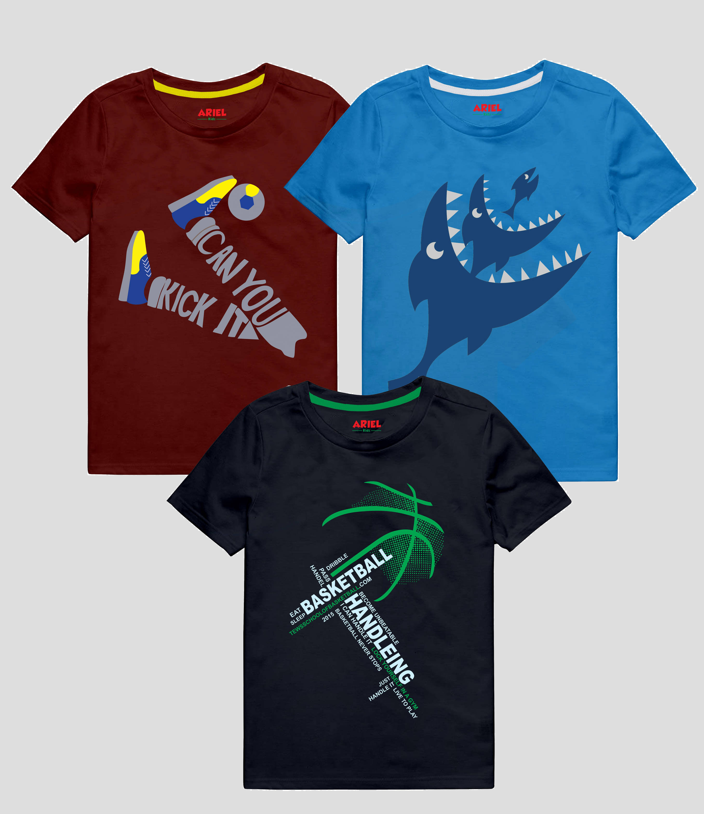     			Ariel Pack of 1 Boys Cotton Blend T-Shirt ( Multicolor )