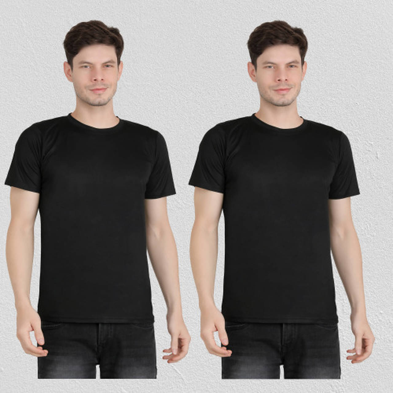 Ben Toi Pack of 2 Polyester Slim Fit Men's T-Shirt ( Black ) Ben Toi Pack of 2 Polyester Slim Fit Men's T-Shirt ( Black )