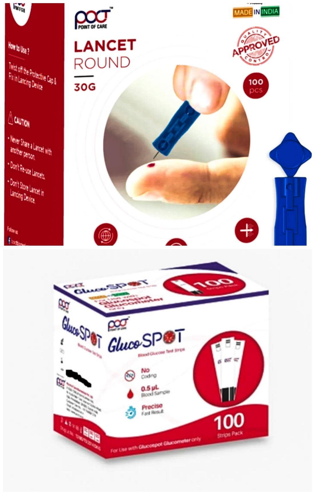 POCT 100 Strip & Lancet 100 Test Strips