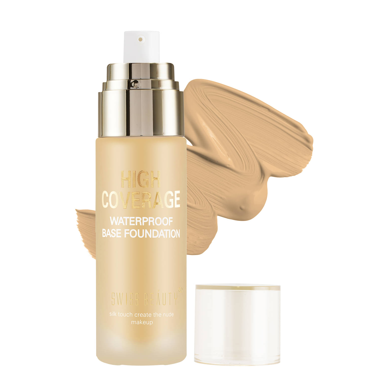     			Swiss Beauty High Coverage Waterproof Base Foundation - (Sun Beige, 60g)