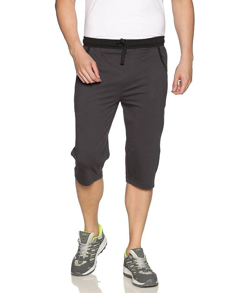 Dollar Athleisure - Grey Cotton Men's Three-Fourths ( Pack of 1 ) - Shorts | Buy online on ZillyBuy