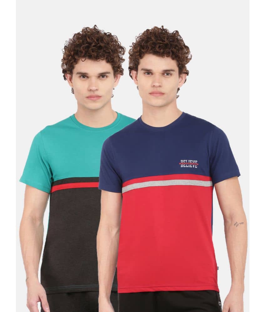 Dollar Athleisure Pack of 2 Cotton Regular Fit Men's T-Shirt ( Multicolor )