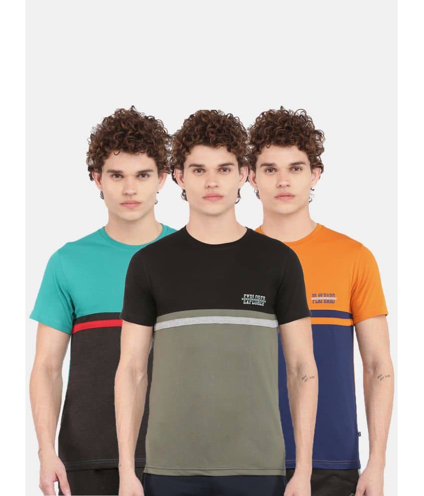 Dollar Athleisure Pack of 3 Cotton Regular Fit Men's T-Shirt ( Multicolor )