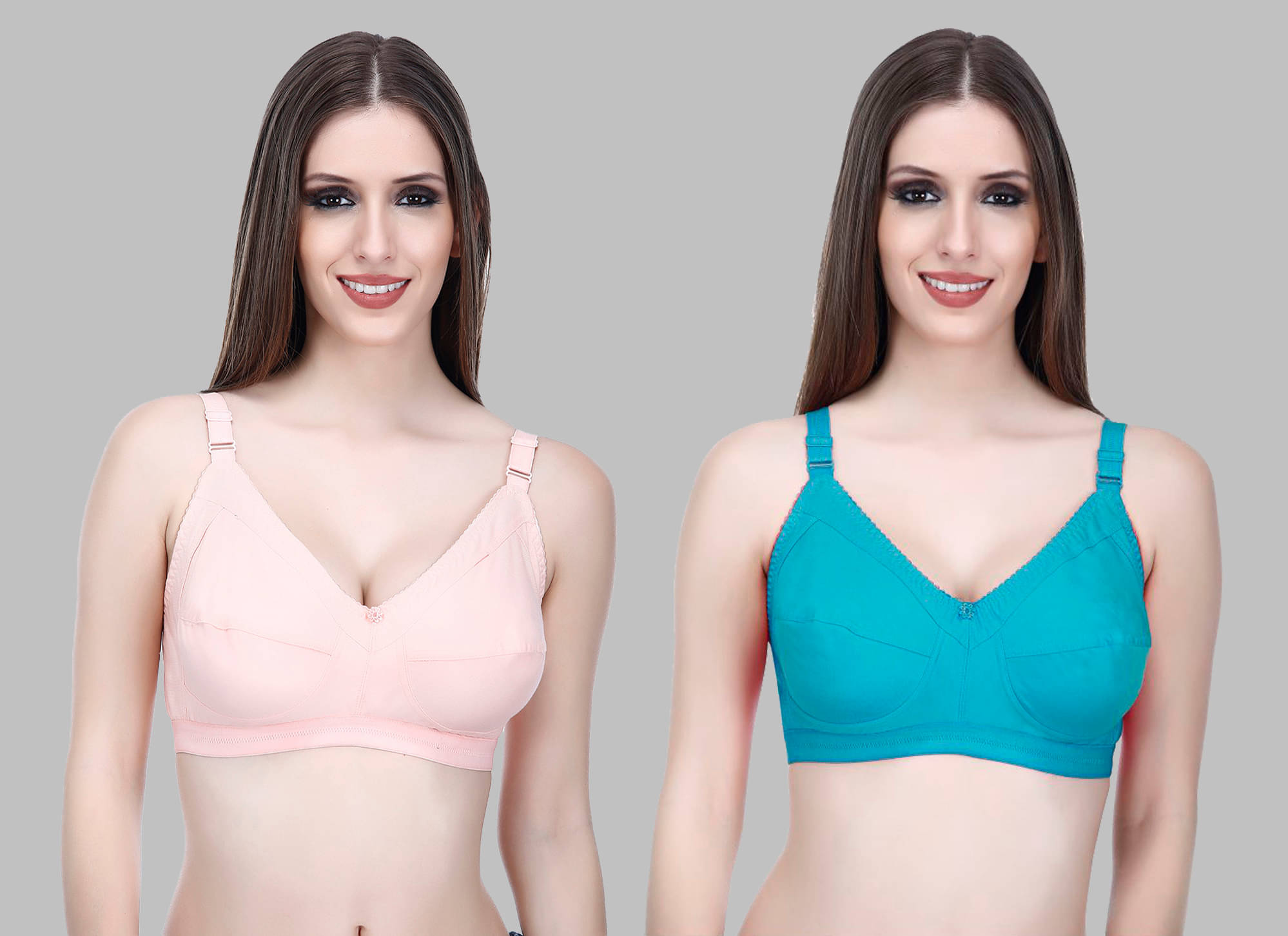 Elina Pack of 2 Cotton Non Padded Women's T-Shirt Bra ( Fluorescent Orange )     			Elina Pack of 2 Cotton Non Padded Women's T-Shirt Bra ( Fluorescent Orange )