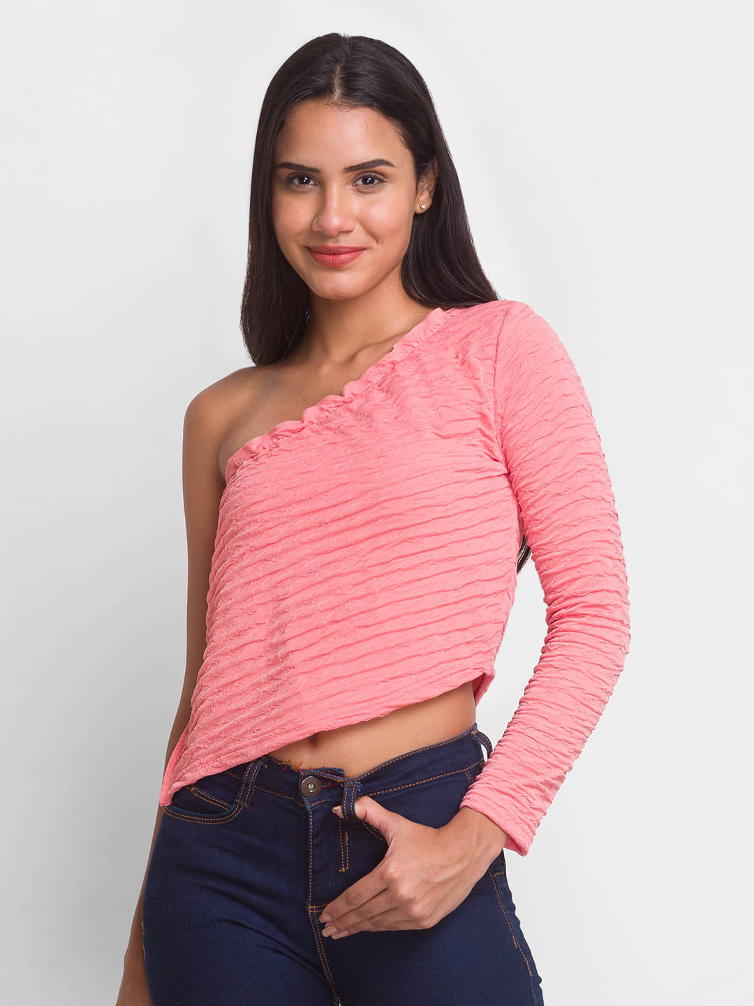    			Globus - Pink Polyester Women's Asymmetrical Top ( Pack of 1 )