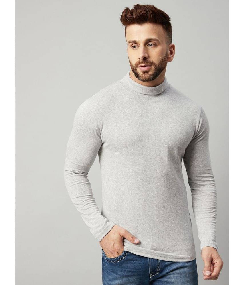 Gritstones Pack of 1 Cotton Blend Regular Fit Men's T-Shirt ( Grey Melange ) Gritstones Pack of 1 Cotton Blend Regular Fit Men's T-Shirt ( Grey Melange )