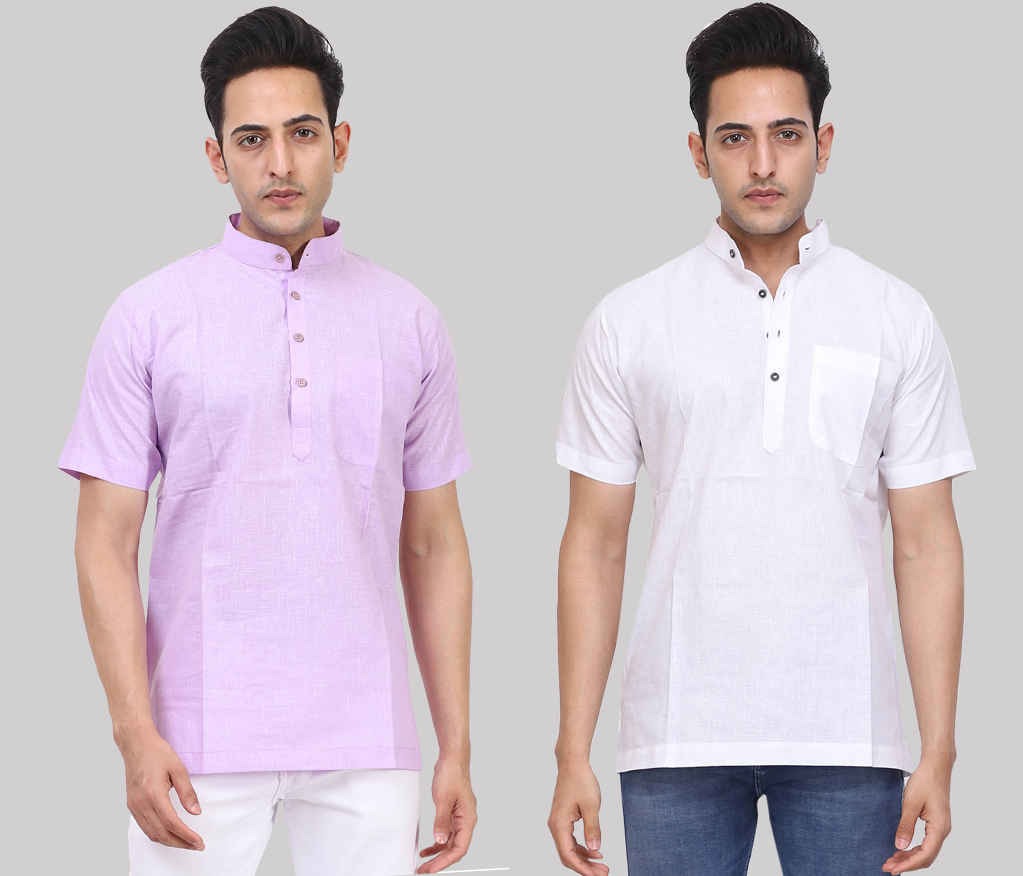 Kundan - Muticolor Cotton Blend Men's Regular Kurta ( Pack of 2 ) Kundan - Muticolor Cotton Blend Men's Regular Kurta ( Pack of 2 )