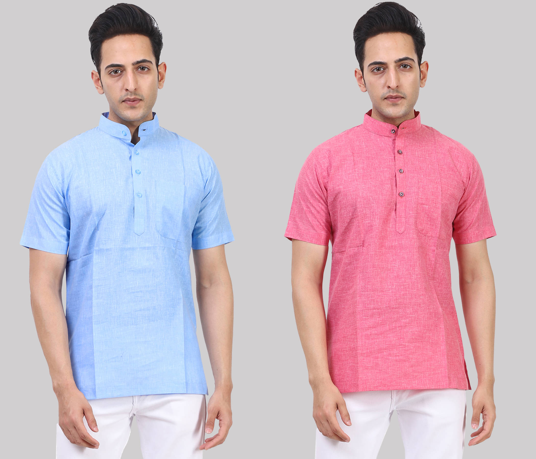 Kundan - Muticolor Cotton Blend Men's Regular Kurta ( Pack of 2 ) Kundan - Muticolor Cotton Blend Men's Regular Kurta ( Pack of 2 )