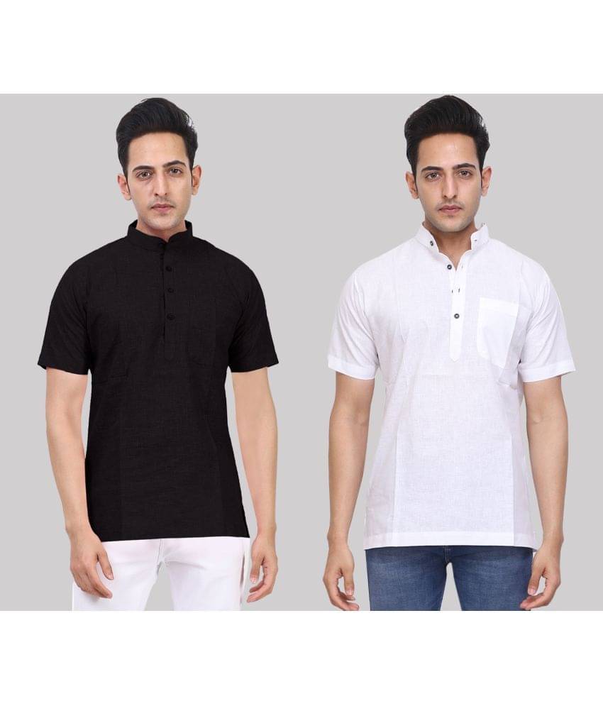 Kundan - Muticolor Cotton Blend Men's Regular Kurta ( Pack of 2 ) Kundan - Muticolor Cotton Blend Men's Regular Kurta ( Pack of 2 )