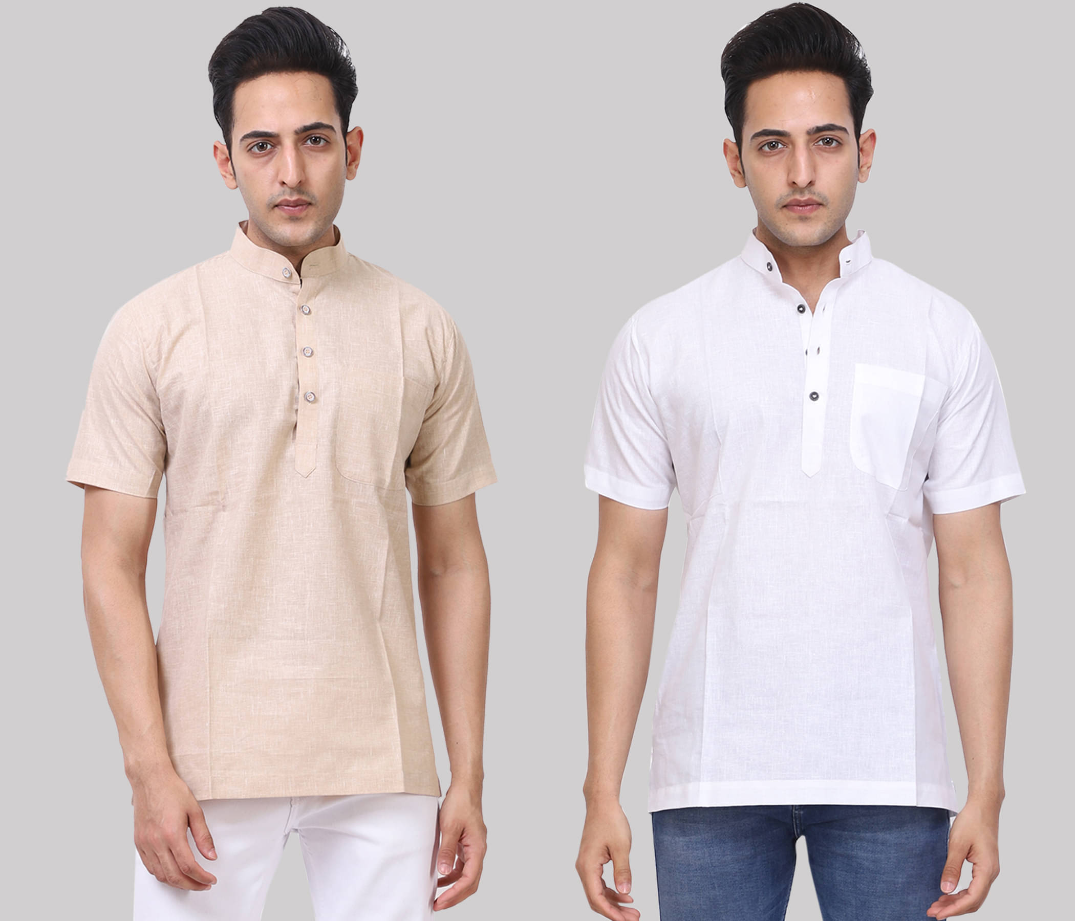 Kundan - Muticolor Cotton Blend Men's Regular Kurta ( Pack of 2 ) Kundan - Muticolor Cotton Blend Men's Regular Kurta ( Pack of 2 )