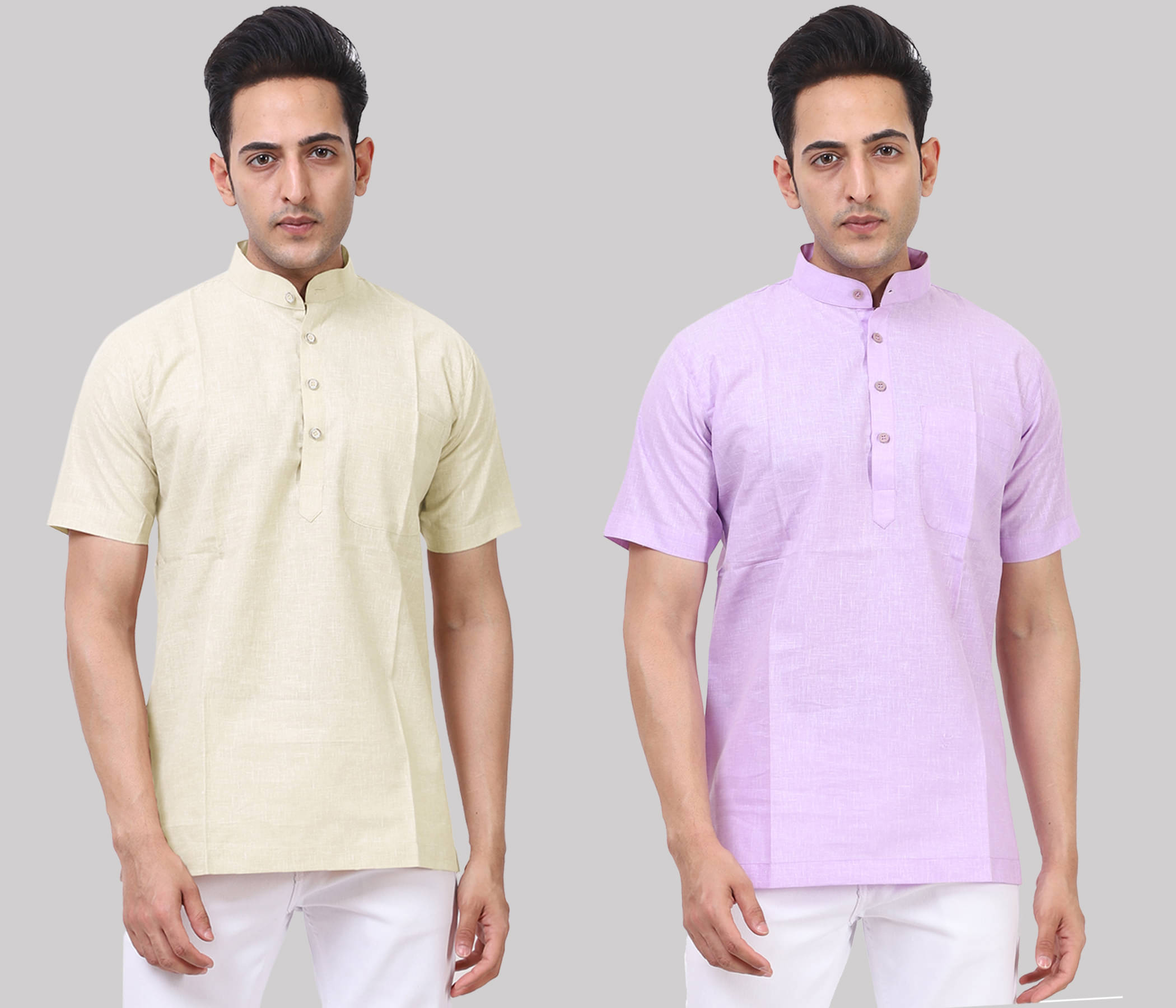 Kundan - Muticolor Cotton Blend Men's Regular Kurta ( Pack of 2 ) Kundan - Muticolor Cotton Blend Men's Regular Kurta ( Pack of 2 )