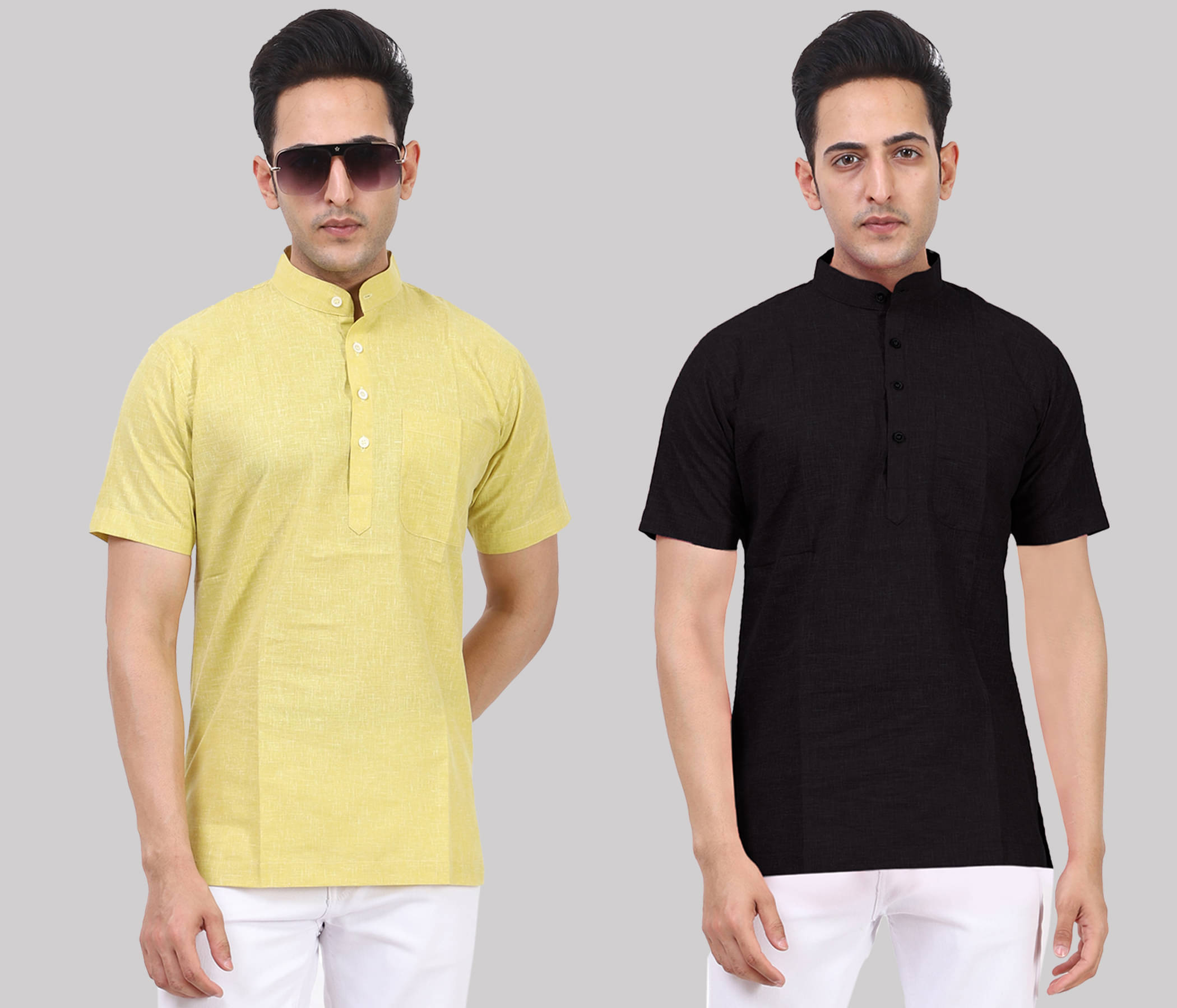 Kundan - Muticolor Cotton Blend Men's Regular Kurta ( Pack of 2 ) Kundan - Muticolor Cotton Blend Men's Regular Kurta ( Pack of 2 )