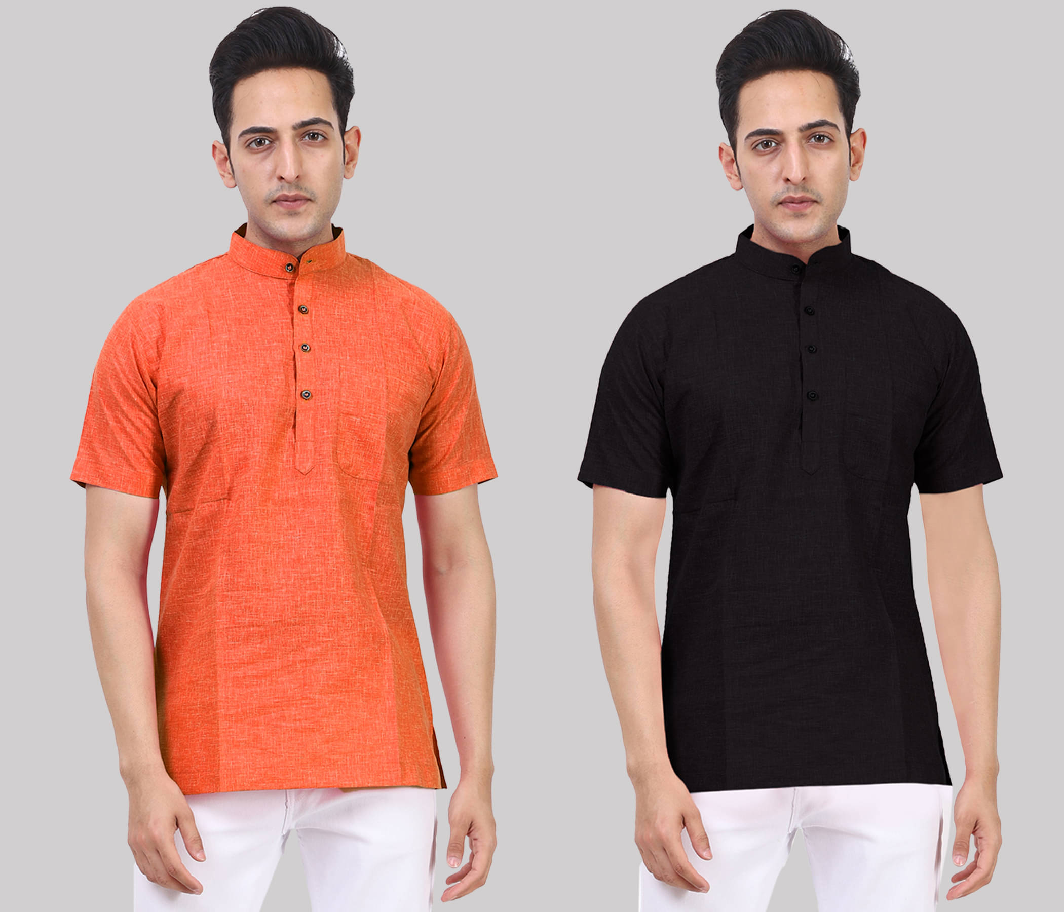 Kundan - Muticolor Cotton Blend Men's Regular Kurta ( Pack of 2 ) Kundan - Muticolor Cotton Blend Men's Regular Kurta ( Pack of 2 )