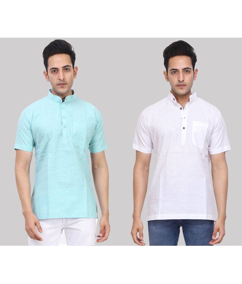 Kundan - Muticolor Cotton Blend Men's Regular Kurta ( Pack of 2 ) Kundan - Muticolor Cotton Blend Men's Regular Kurta ( Pack of 2 )