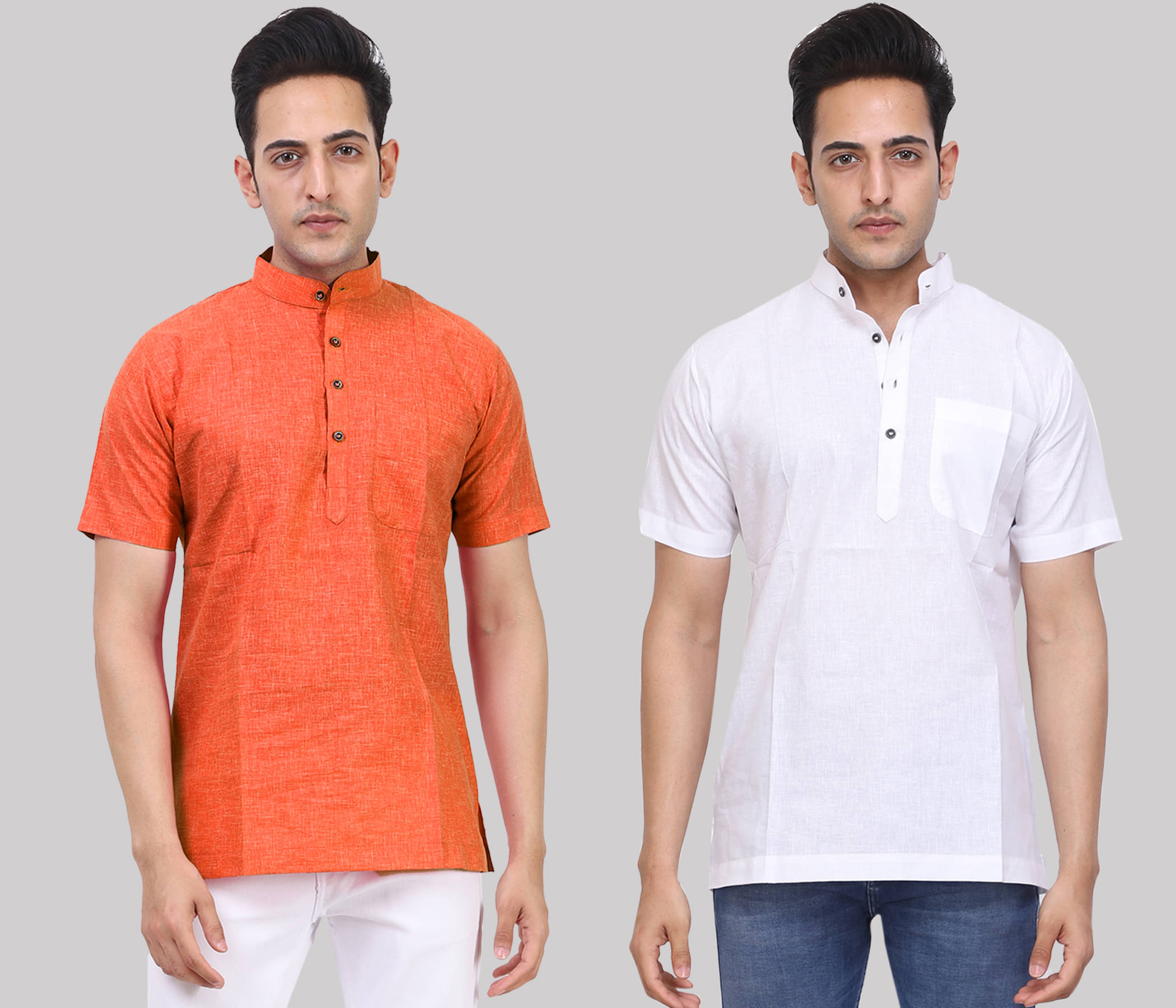 Kundan - Muticolor Cotton Blend Men's Regular Kurta ( Pack of 2 ) Kundan - Muticolor Cotton Blend Men's Regular Kurta ( Pack of 2 )