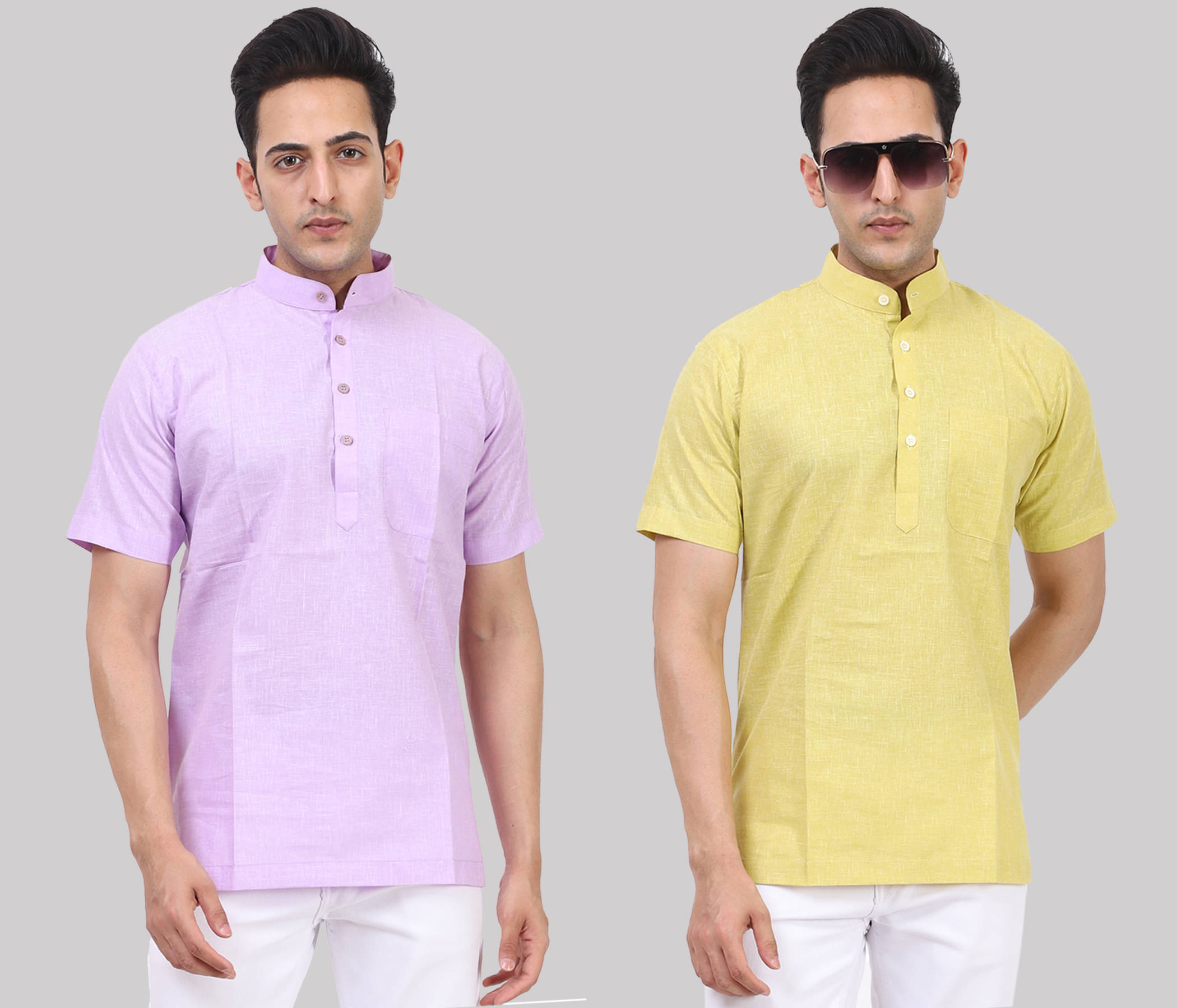 Kundan - Muticolor Cotton Blend Men's Regular Kurta ( Pack of 2 ) Kundan - Muticolor Cotton Blend Men's Regular Kurta ( Pack of 2 )