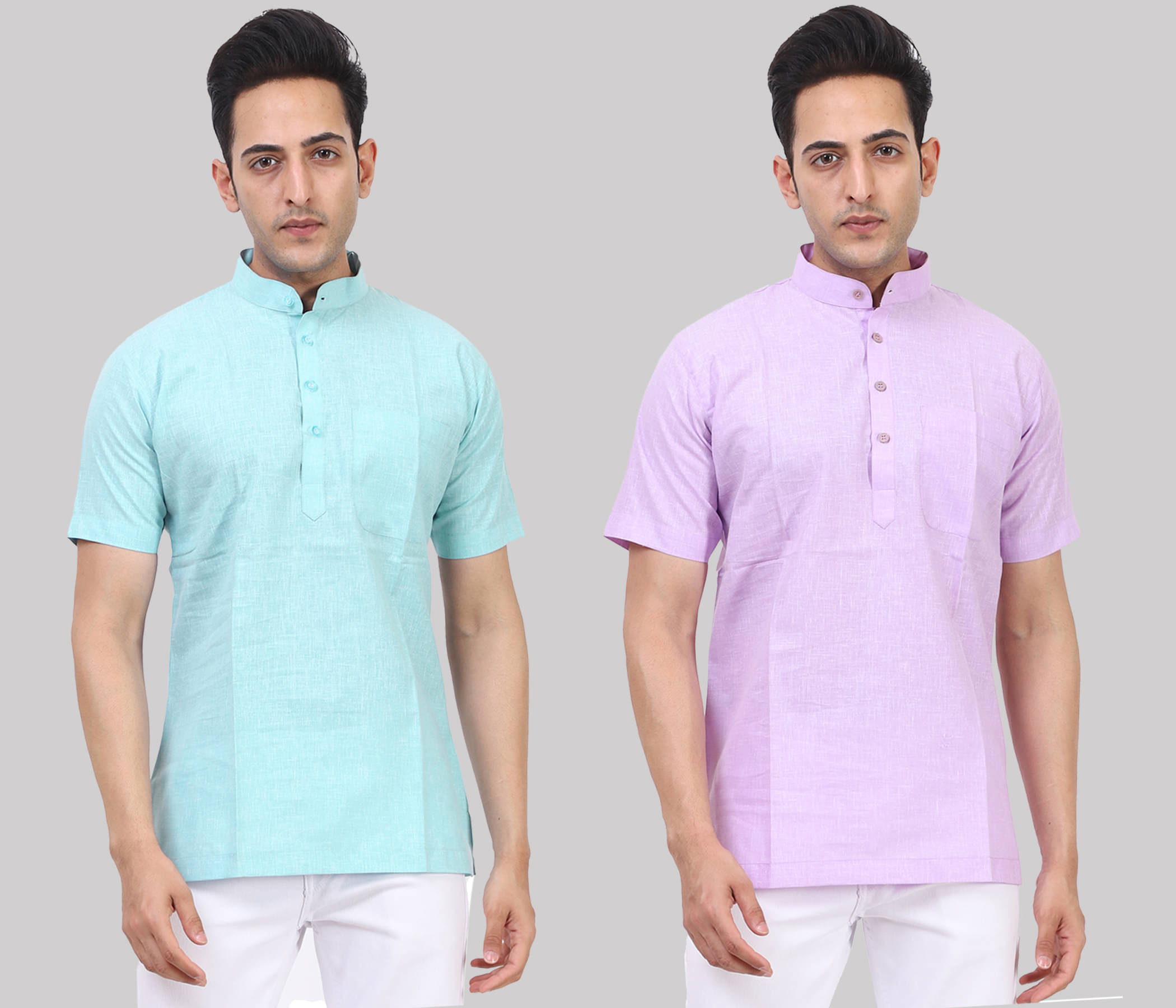 Kundan - Muticolor Cotton Blend Men's Regular Kurta ( Pack of 2 ) Kundan - Muticolor Cotton Blend Men's Regular Kurta ( Pack of 2 )