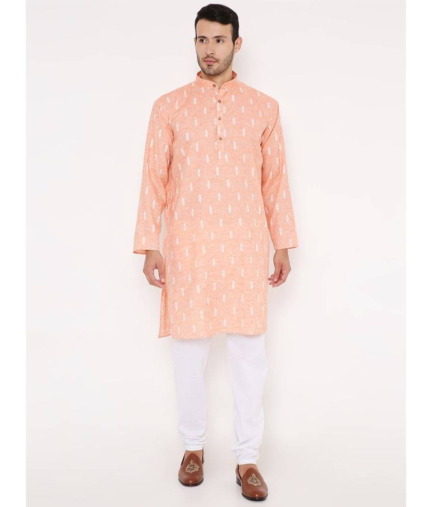     			Maharaja - Orange Linen Regular Fit Men's Kurta Pyjama Set ( Pack of 1 )