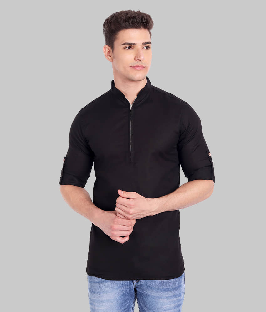Vida Loca - Black Cotton Men's Regular Kurta ( Pack of 1 ) - Kurtas & Kurta Sets | Buy online on ZillyBuy