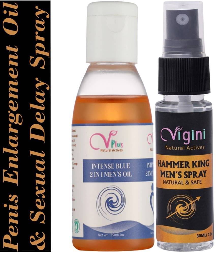     			Vigini Natural Actives Intense Blue Herbal Penis 9 inch Big Enlargement Massage Oil Ayurvedic Herbal + Hammer King CFC Free Water Sexual Delay Spray For Men for Long Lasting Sex Time