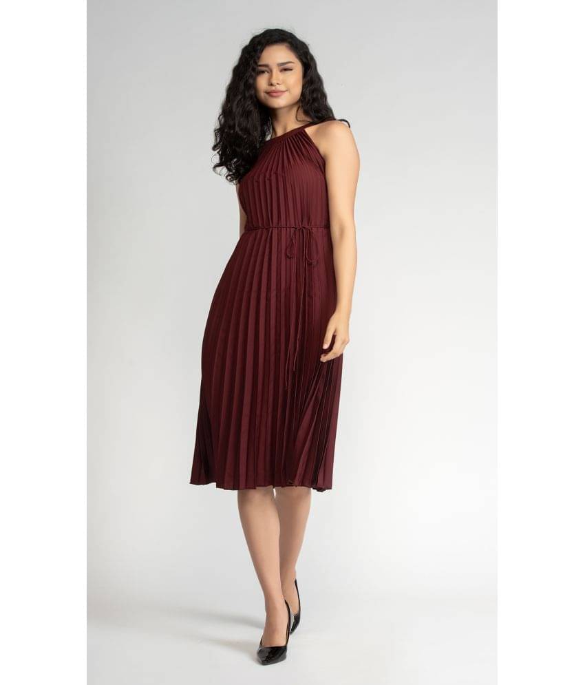     			aask - Brown Polyester Blend Women's Fit & Flare Dress ( Pack of 1 )