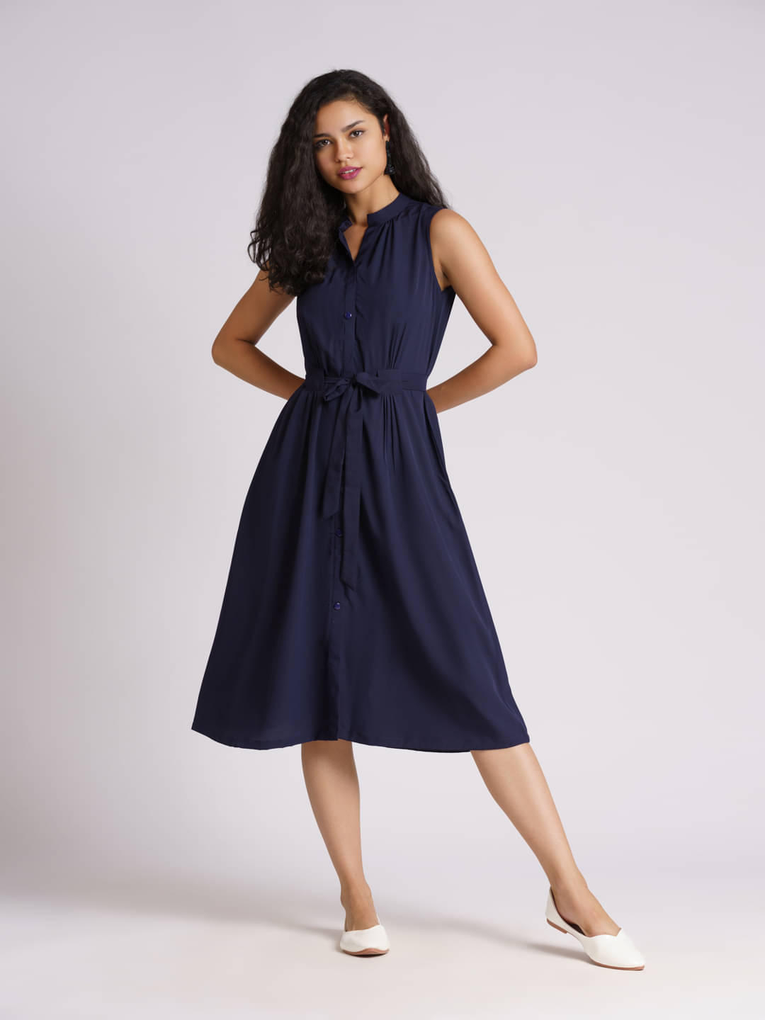     			aask - Navy Blue Polyester Blend Women's Fit & Flare Dress ( Pack of 1 )
