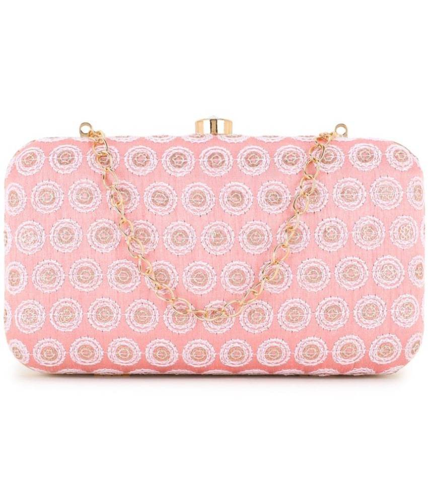     			Anekaant - Pink Silk Box Clutch