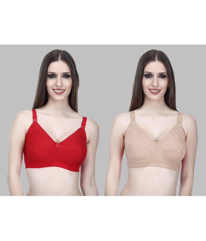     			Elina Pack of 2 Cotton Non Padded Women's T-Shirt Bra ( Red )