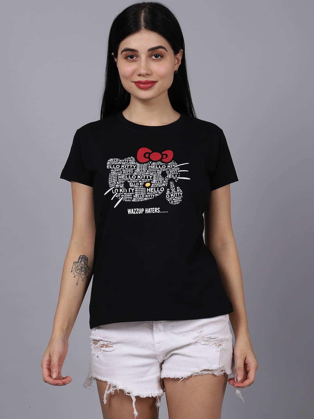 Fabflee Women Cotton Printed Regular Fit Round Neck T-Shirt ( Black ) Fabflee Women Cotton Printed Regular Fit Round Neck T-Shirt ( Black )