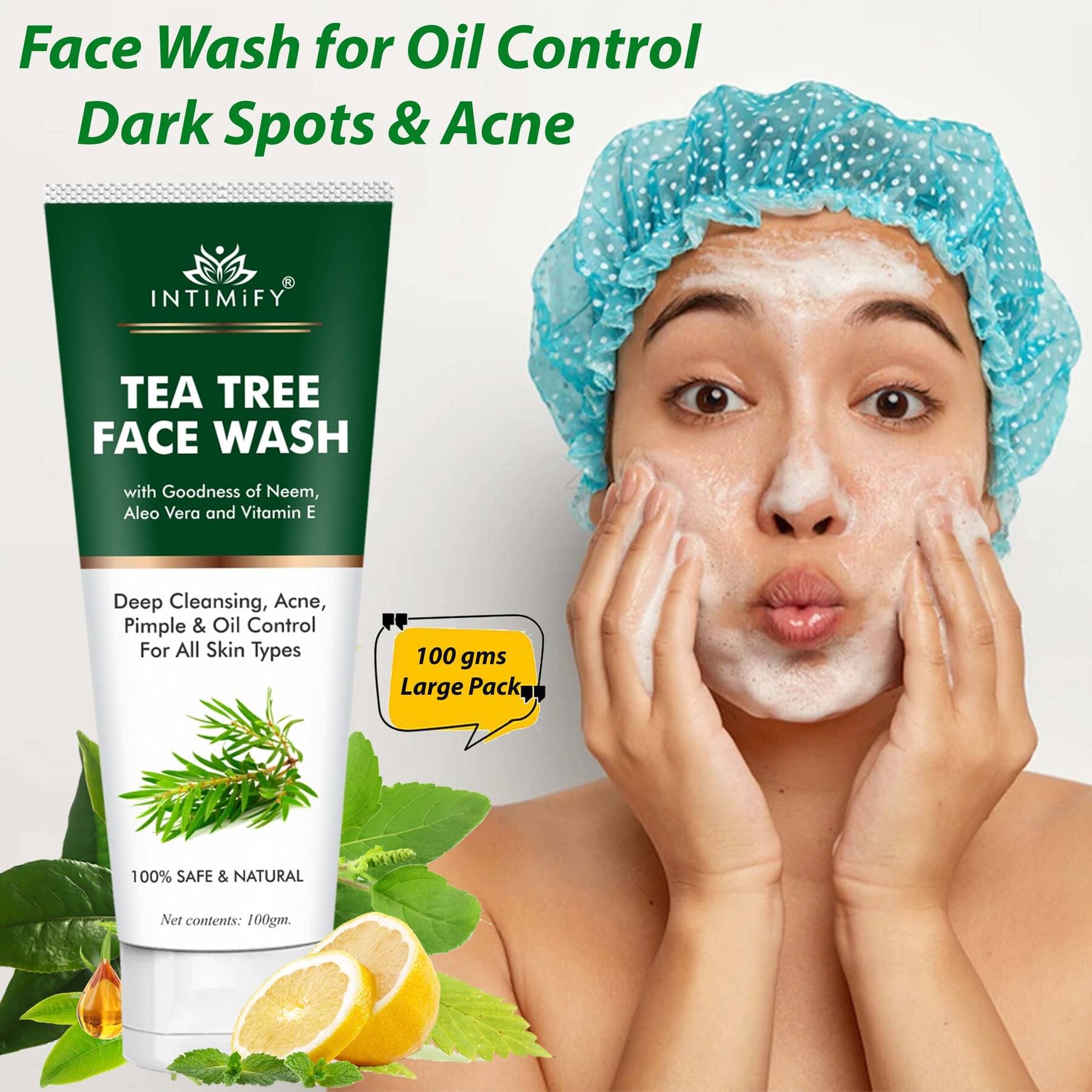     			Intimify Tea Tree Face Wash, face wash, anti aging wrinkles face wash, skin brightening face wash, 100 gm