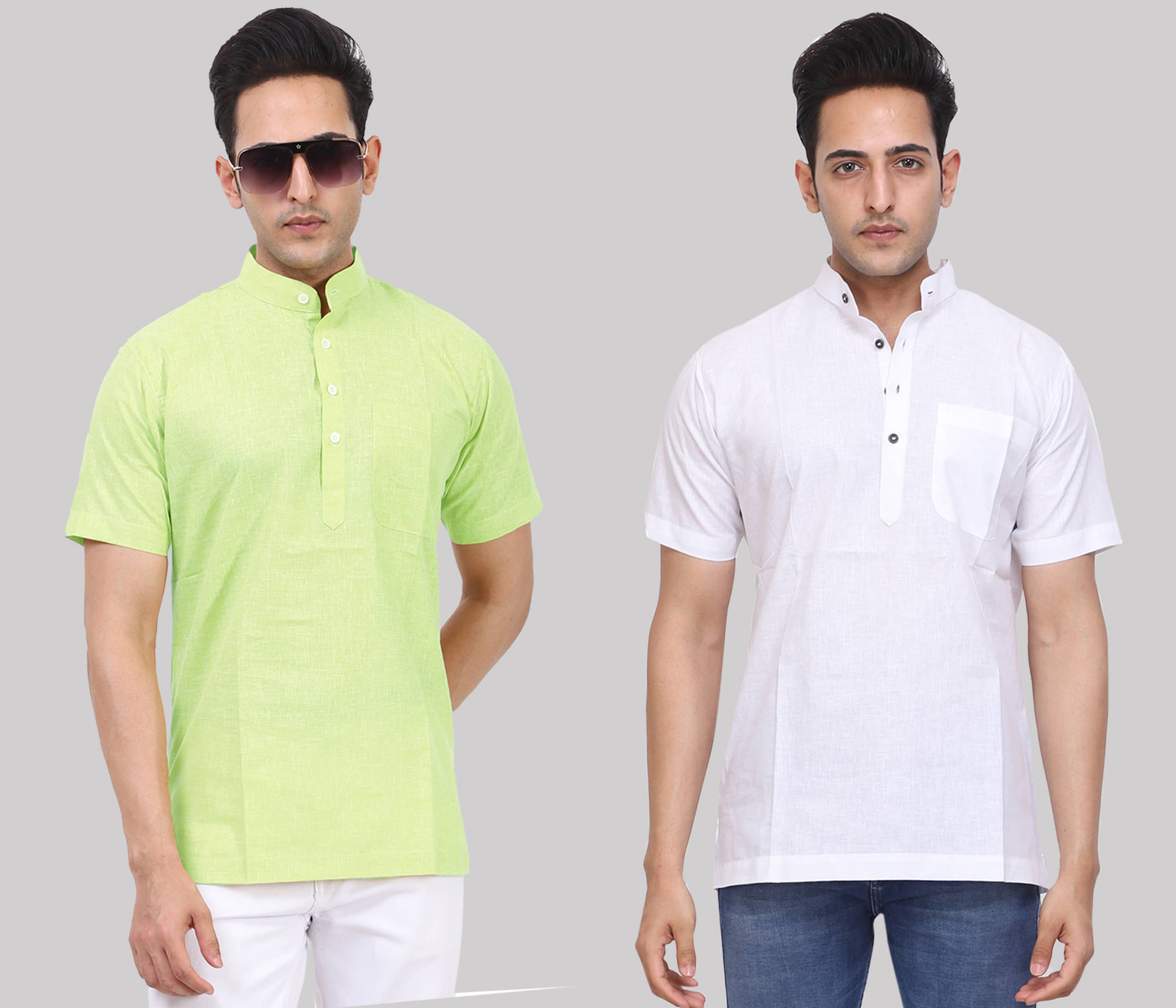 Kundan - Muticolor Cotton Blend Men's Regular Kurta ( Pack of 2 ) Kundan - Muticolor Cotton Blend Men's Regular Kurta ( Pack of 2 )