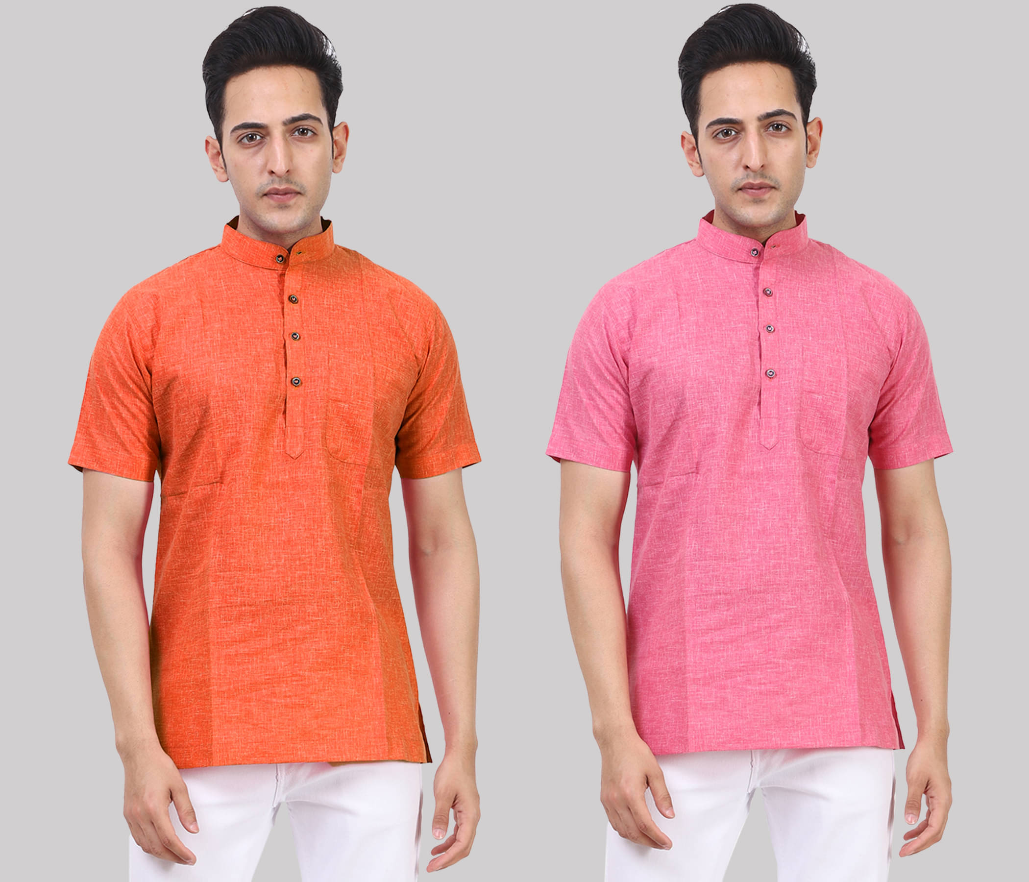 Kundan - Muticolor Cotton Blend Men's Regular Kurta ( Pack of 2 ) Kundan - Muticolor Cotton Blend Men's Regular Kurta ( Pack of 2 )