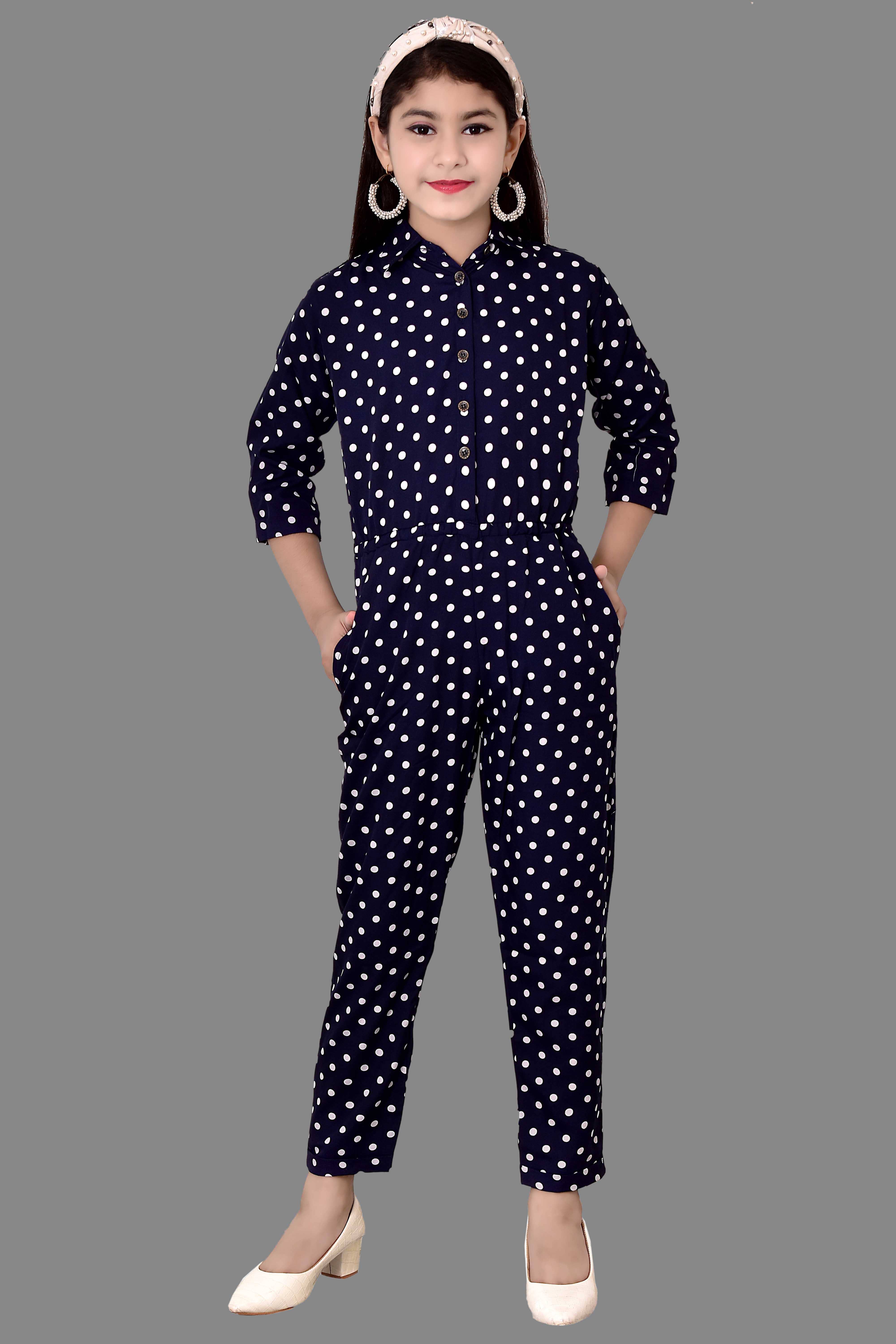 Arshia Fashions Girls Crepe Capri Jumpsuit ( Pack of 1 , Maroon )