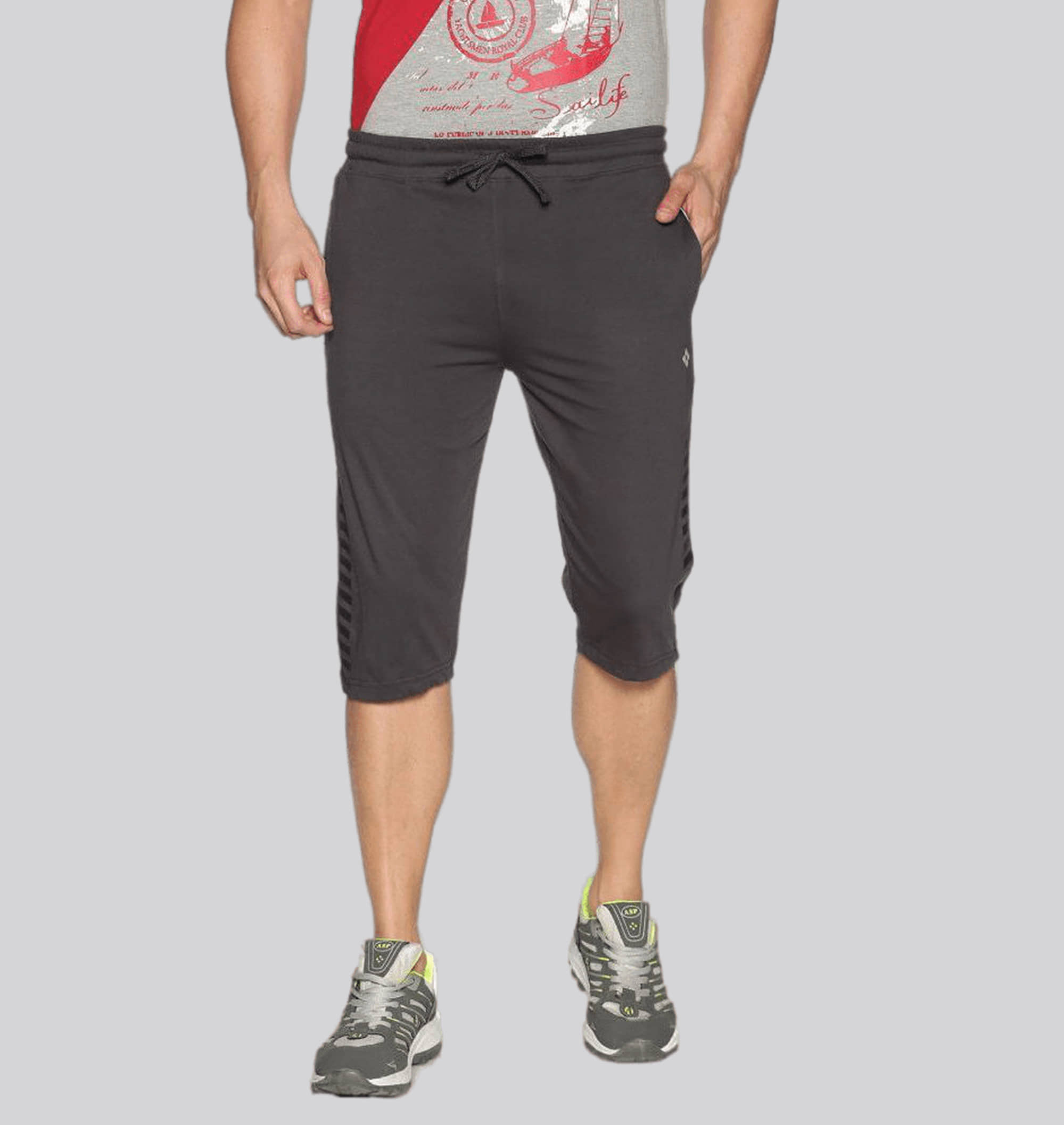 Dollar Athleisure - Grey Cotton Men's Three-Fourths ( Pack of 1 ) - Shorts | Buy online on ZillyBuy