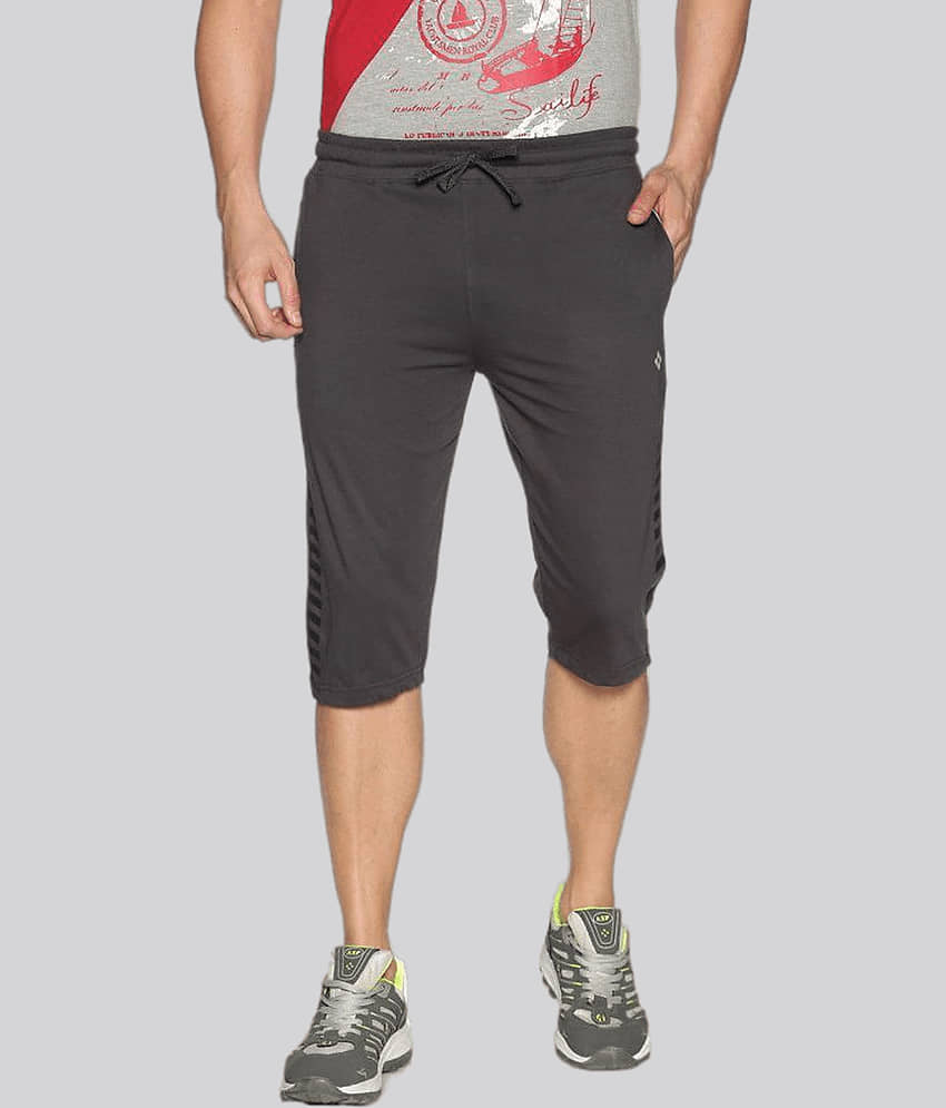 Dollar Athleisure - Grey Cotton Men's Three-Fourths ( Pack of 1 ) - Shorts | Buy online on ZillyBuy