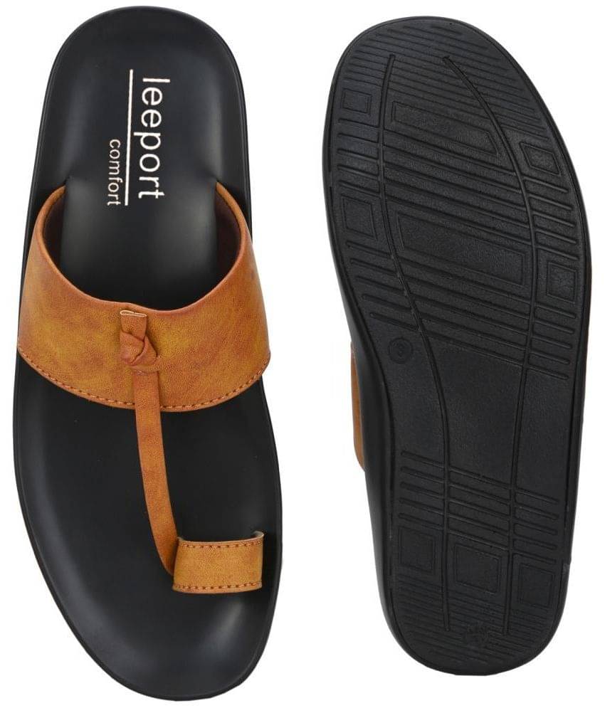 Leeport - Beige Men's Leather Slipper - Image 4