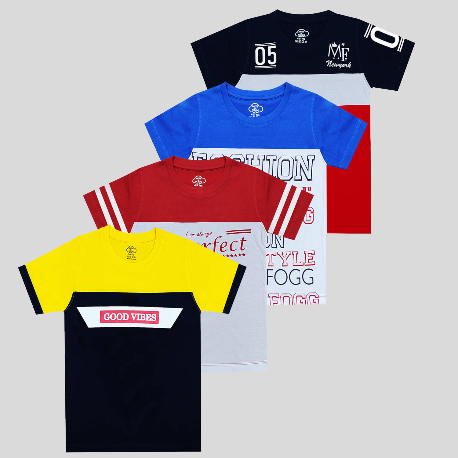     			MIST N FOGG Pack of 3 Boys Cotton T-Shirt ( Multicolor )