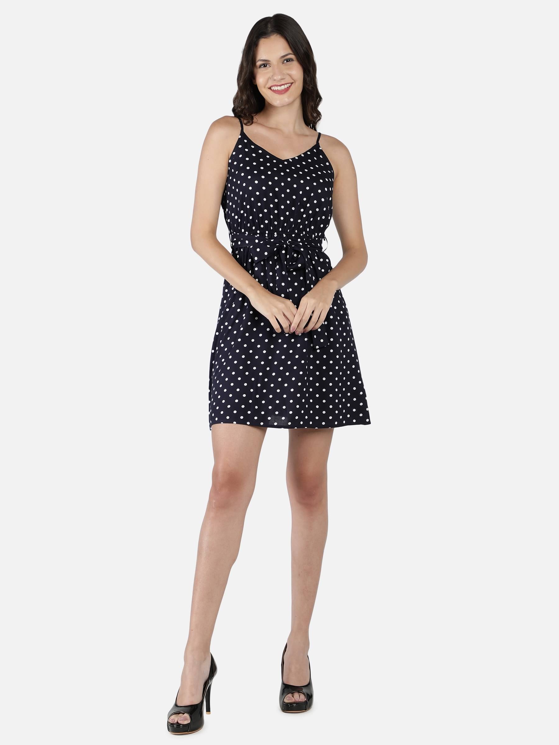     			NUEVOSDAMAS Women Rayon Printed A-line Dress ( Blue )