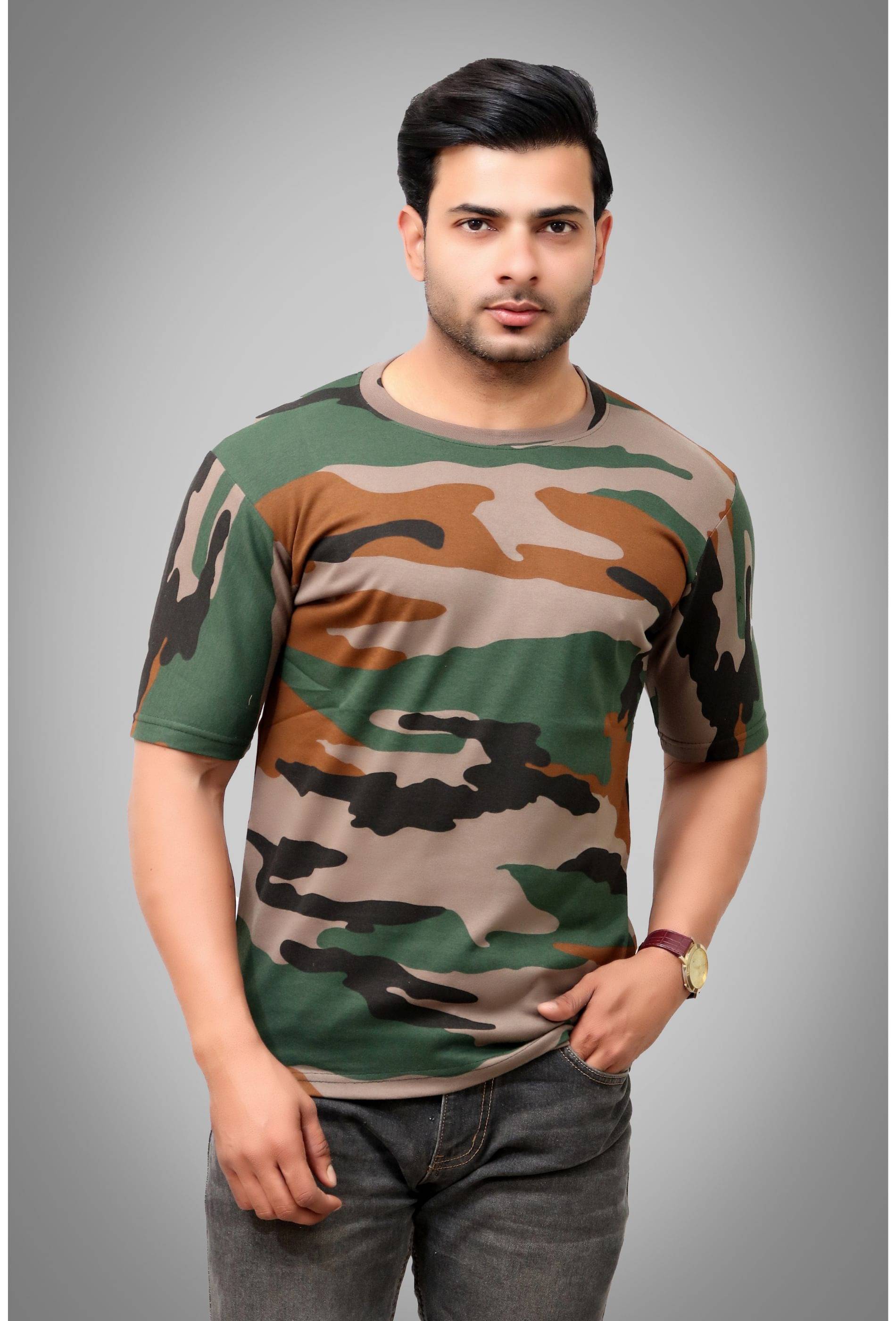    			SI-squad - Military Green Cotton Blend Regular Fit Men's T-Shirt ( Pack of 1 )