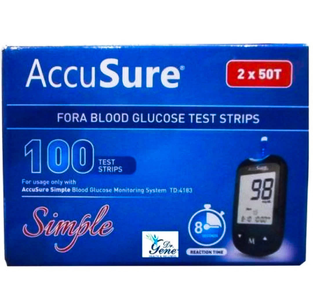 ACCUSURE Simple (2X50) Strips 100 Test Strips ACCUSURE Simple (2X50) Strips 100 Test Strips