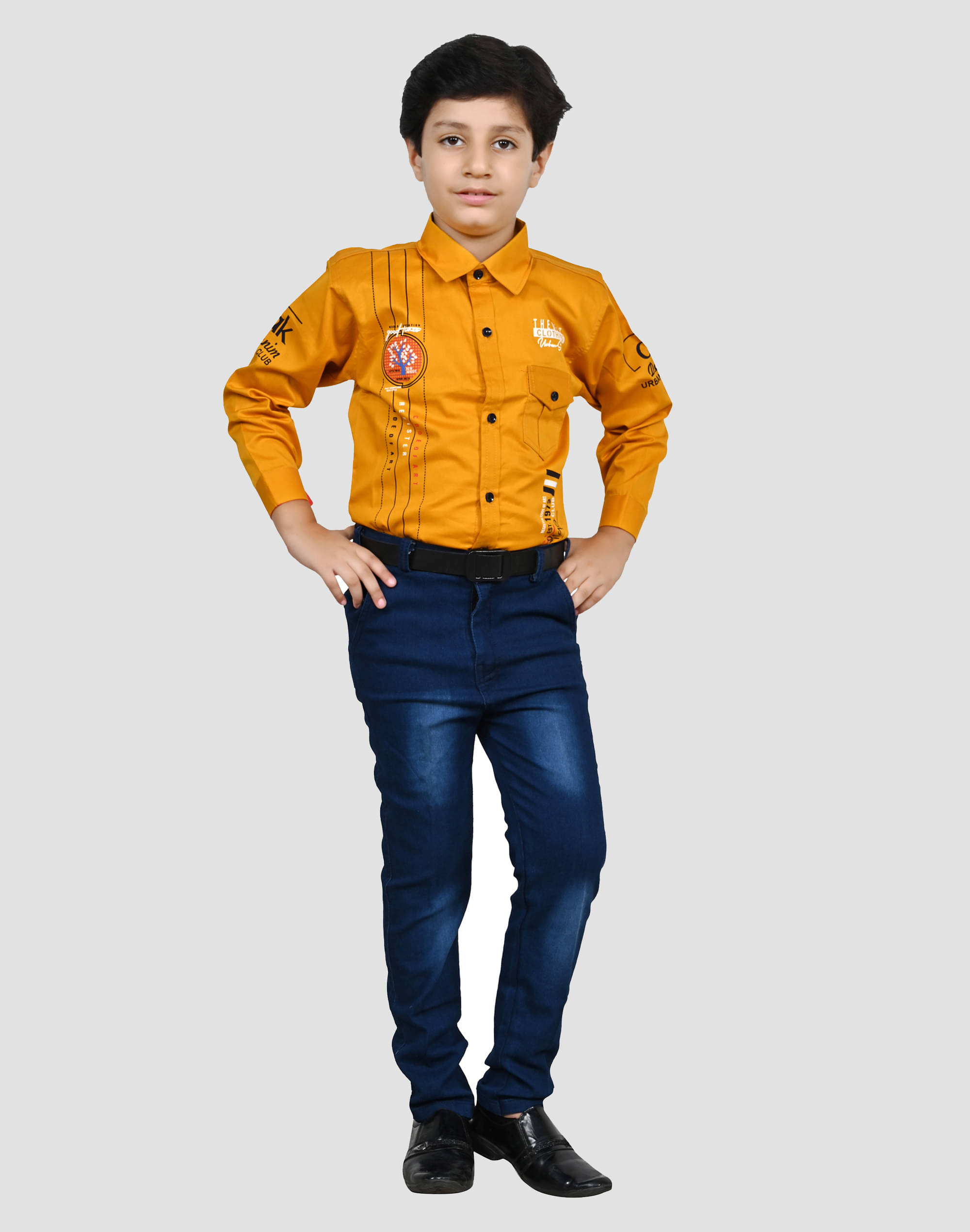    			Arshia Fashions Pack of 1 Boys Denim Shirt & Jeans Set ( Yellow )