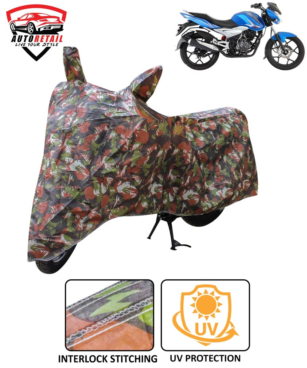 AutoRetail - Jungle Dust Proof Two Wheeler Polyster Cover With (Mirror Pocket) for Discover 125 ( Pack of 1 )