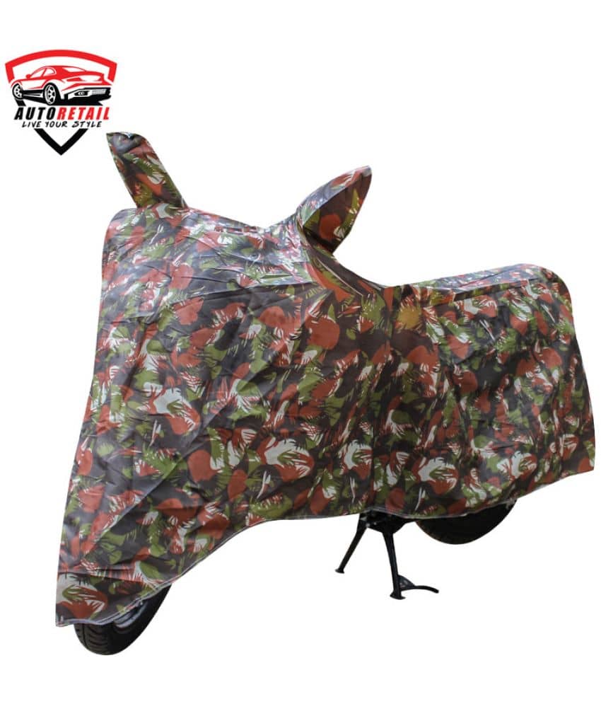 AutoRetail - Jungle Dust Proof Two Wheeler Polyster Cover With (Mirror Pocket) for Splendor Pro Classic ( Pack of 1 )