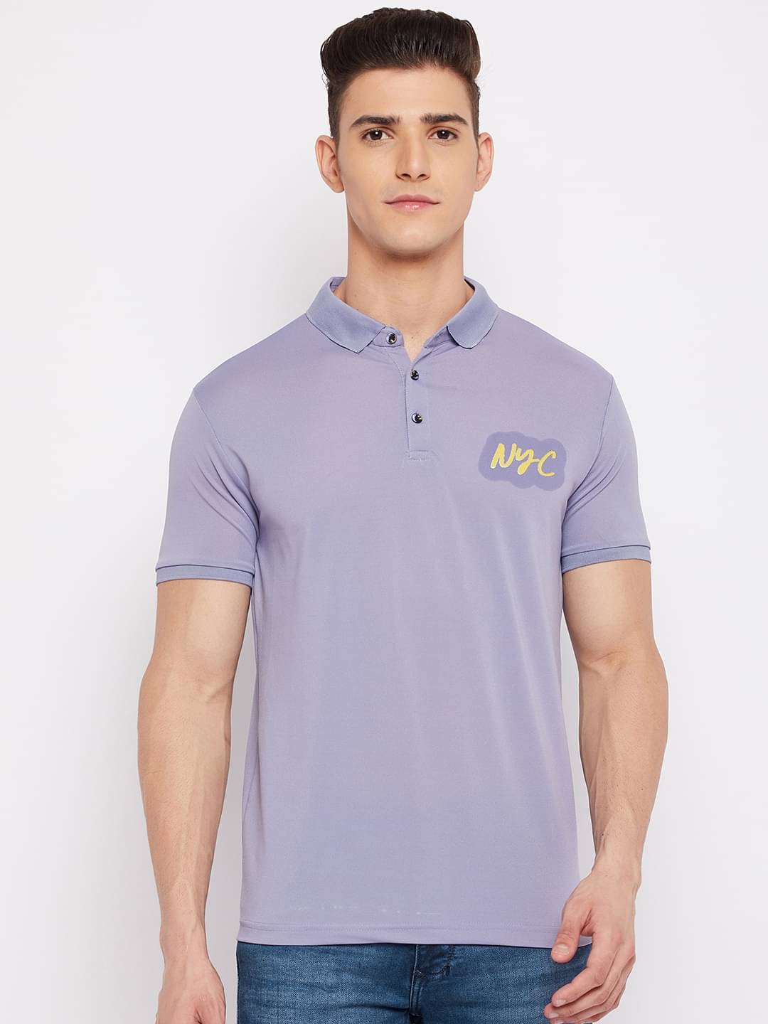    			Duke Pack of 1 Cotton Blend Slim Fit Printed Half Sleeves Men's Polo T Shirt ( Purple )