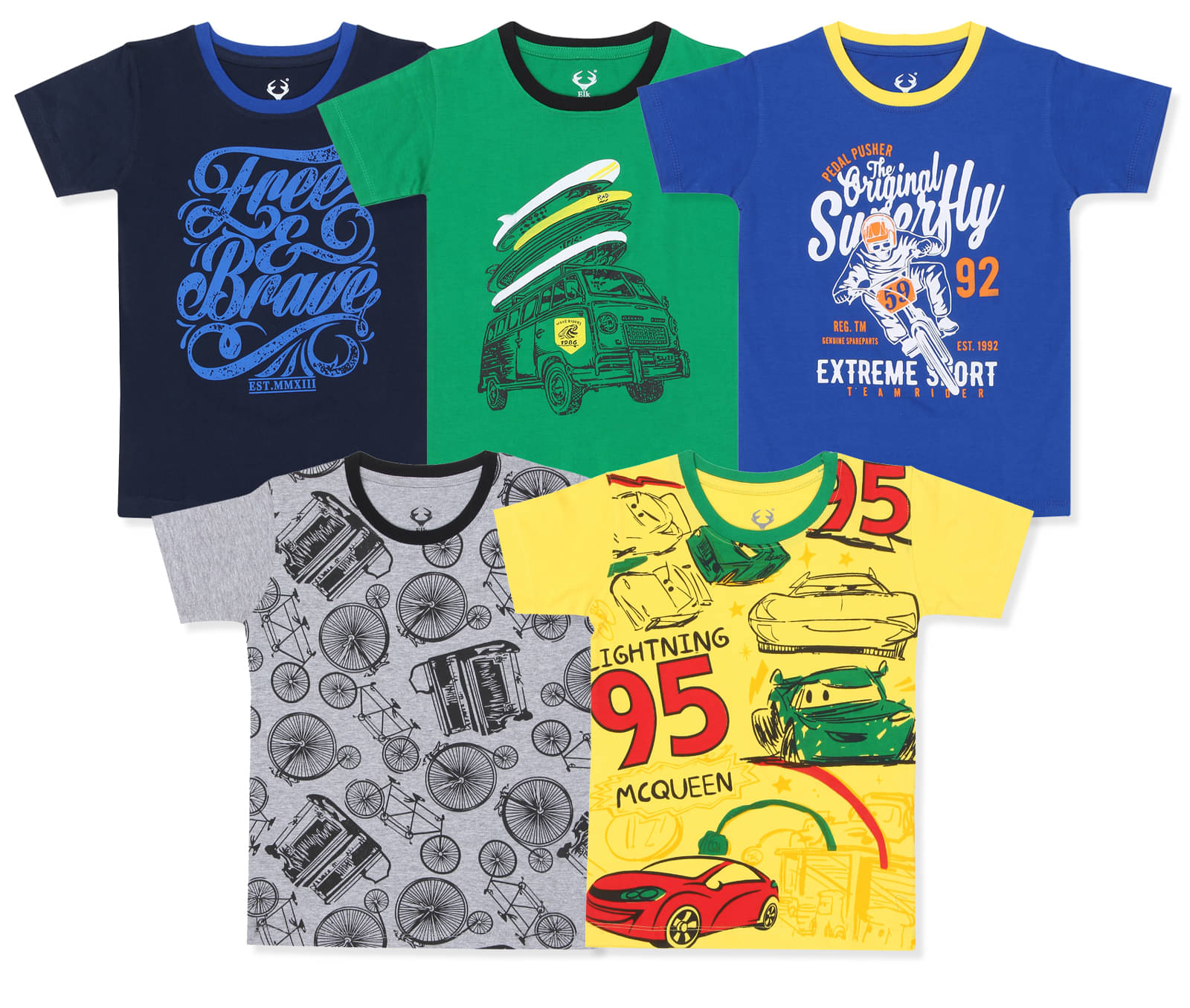     			E1K Pack of 3 Boys Cotton T-Shirt ( Multicolor )
