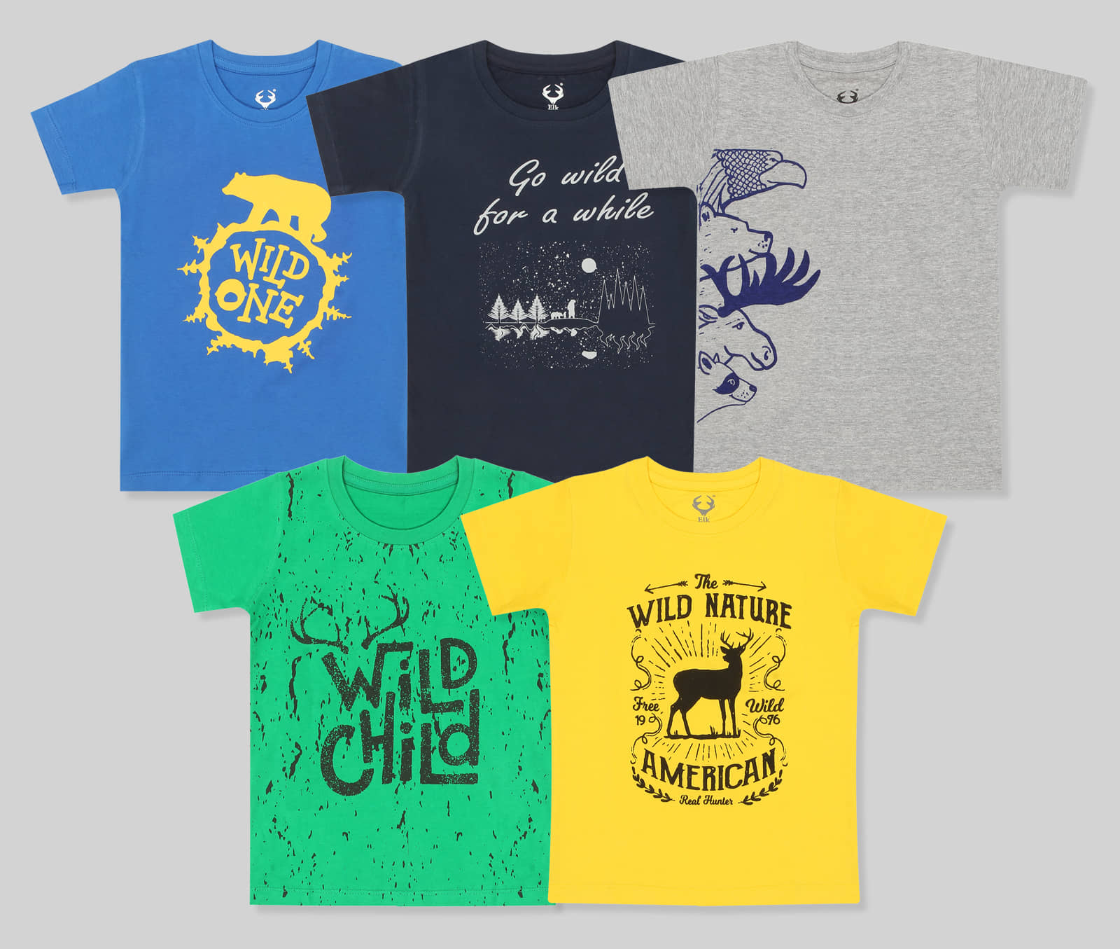 E1K Pack of 2 Boys Cotton T-Shirt ( Multicolor )