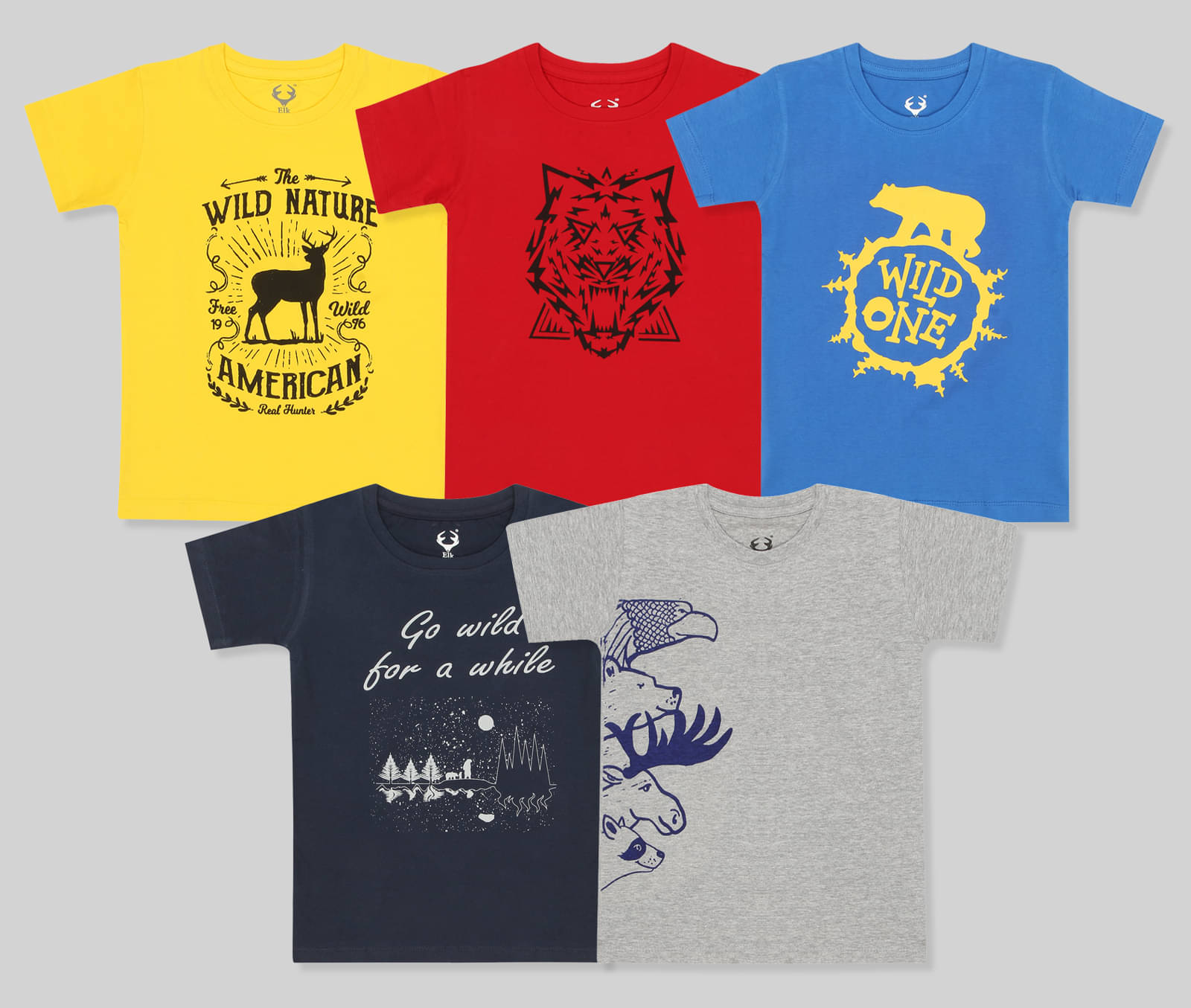     			E1K Pack of 5 Boys Cotton T-Shirt ( Multicolor )