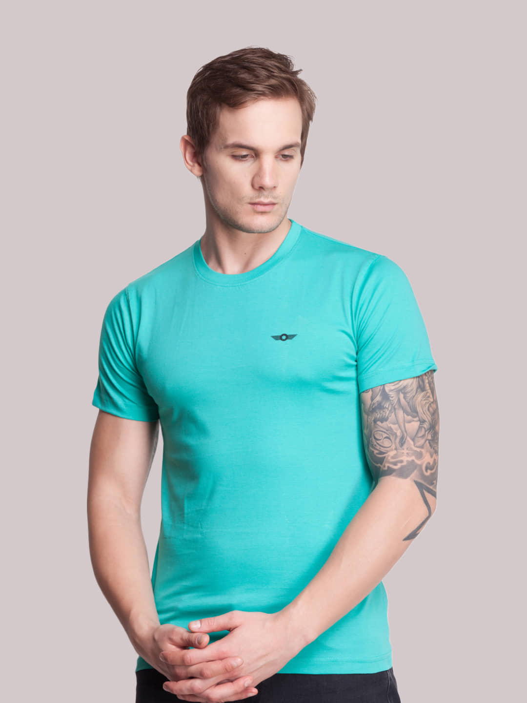 Force NXT Pack of 1 Cotton Regular Fit Men's T-Shirt ( Turquoise )